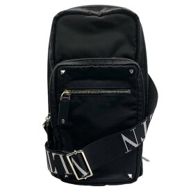 VALENTINO GARAVANI ヴァレンティノ ショルダーバッグ クロスボディバッグ 肩掛け 斜め掛け ロゴ スタッズ ナイロン ブラック