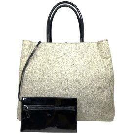 FENDI フェンディ トゥージュール ハンドバッグ トートバッグ 手持ち鞄 肩掛け ウール グレー ポーチ付き