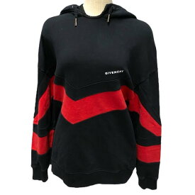 GIVENCHY ジバンシー パーカー フーディー トップス 長袖 ロゴ コットン ブラック レッド [サイズ XS]