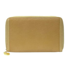 BVLGARI ブルガリ 財布 長財布 ロングウォレット カードケース パスケース ラウンドファスナー レザー ベージュ