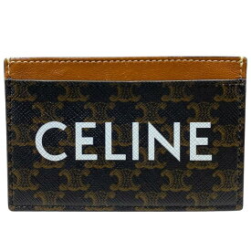 CELINE セリーヌ カードケース パスケース コンパクト トリオンフ ロゴ レザー ブラウン