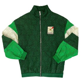 グッチ 595406 ブルゾン 上着 アウター ジャケット キッズ 子供服 ロゴ コットン ナイロン グリーン ホワイト [サイズ 6]