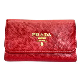 PRADA プラダ 1M0222 6連 キーケース 小物 サフィアーノ レザー ロゴ レッド