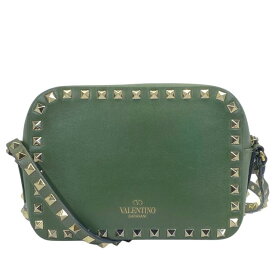 VALENTINO ヴァレンティノ ショルダーバッグ クロスボディバッグ スモール 肩掛け 斜め掛け ロックスタッズ レザー ロゴ カーキ