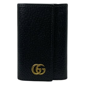 GUCCI グッチ 435305 6連 キーケース キーリング キーフック ダブルG レザー ブラック