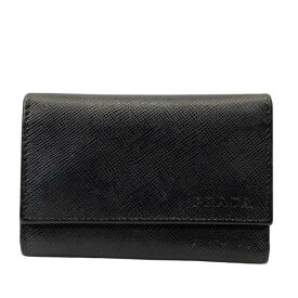 PRADA プラダ 6連 キーケース コンパクト ロゴ レザー ブラック