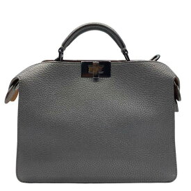FENDI フェンディ 7VA530 ピーカブー アイシーユー スモール 2WAY ハンドバッグ ショルダーバッグ カーフ レザー グレー ガンメタ金具