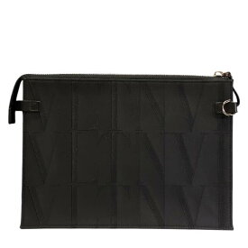 VALENTINO GARAVANI ヴァレンティノ ガラヴァーニ クラッチバッグ セカンドバッグ VLTロゴ コーティングキャンバス スタッズ ブラック