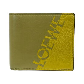 LOEWE ロエベ 財布 二つ折り財布 折財布 シグネチャー バイフォールド コンパクトウォレット 札入れ ロゴ レザー イエロー