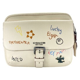 【美品】COACH コーチ ハドソン ダイアリー ショルダーバッグ クロスボディバッグ 肩掛け 斜め掛け 刺繍 レザー ホワイト