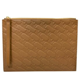 MaxMara マックスマーラ クラッチバッグ セカンドバッグ クラッチポシェット 手持ち鞄 総柄 ロゴ レザー ブラウン