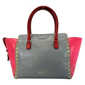 VALENTINO ヴァレンティノ ハンドバッグ ショルダーバッグ 斜め掛け 手持ち鞄 肩掛け スタッズ レザー ロゴ グリーン レッド グレー