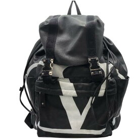 VALENTINO ヴァレンティノ リュック バックパック リュックサック 肩掛け ロゴ レザー ブラック ホワイト