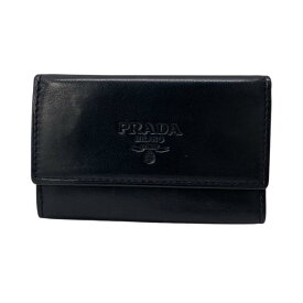 PRADA プラダ M25 6連 キーケース コンパクト ロゴ レザー ブラック