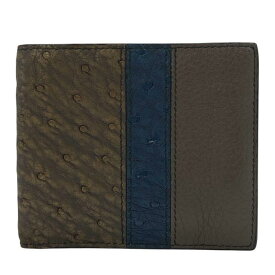 BOTTEGA VENETA ボッテガヴェネタ 財布 二つ折り財布 折財布 札入れ コンパクトウォレット オーストリッチレザー グレー系 ブルー