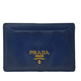 PRADA プラダ 1M0208 カードケース パスケース 名刺入れ コンパクト ロゴ レザー ネイビー