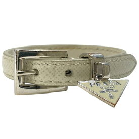 PRADA プラダ 1IB351 ブレスレット バングル アクセサリー ジュエリー 小物 トライアングルロゴ レザー メタル ホワイ