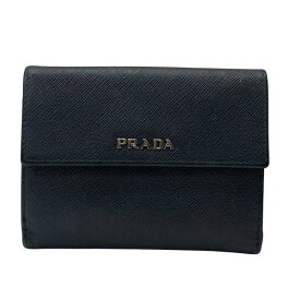 PRADA プラダ 1MI002 財布 二つ折り財布 折財布 コンパクトウォレット ロゴ レザー ブラック 黒