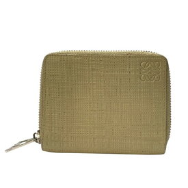 LOEWE ロエベ 財布 二つ折り財布 折財布 ラウンドファスナー コンパクトウォレット ミニ財布 アナグラム レザー ベージュ