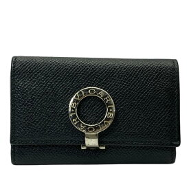 BVLGARI ブルガリ 6連 キーケース キーリング ロゴクリップ レザー ブラック 黒
