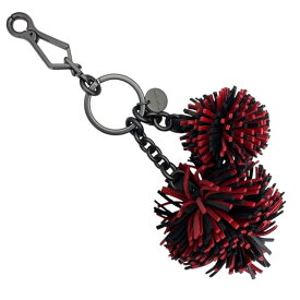 BOTTEGA VENETA ボッテガヴェネタ ポンポン チャーム キーホルダー キーリング 小物 レザー ブラック レッド