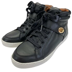 COACH コーチ ハイカットスニーカー シューズ 靴 ターンロック レザー ブラック 黒 [サイズ (約23.5cm)]