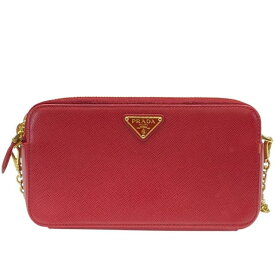 PRADA プラダ 1DH010 ショルダーバッグ チェーンウォレット クロスボディバッグ 肩掛け 斜め掛け トライアングルロゴ レザー レッド
