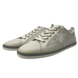 DOLCE＆GABBANA ドルチェ&ガッバーナ ドルガバ ローカットスニーカー 靴 シューズ ロゴ パンチング レザー ホワイト [サイズ 9 (約28cm)]
