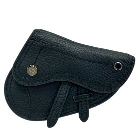 【美品】Christian Dior クリスチャンディオール サドル ポーチ ミニ 付属品 コインケース 二つ折り ロゴ レザー ブラック