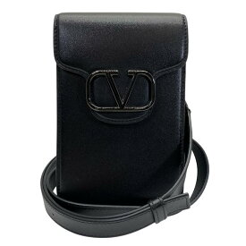 VALENTINO ヴァレンティノ Vロゴ ショルダーバッグ クロスボディバッグ ミニバッグ 肩掛け 斜め掛け レザー ブラック