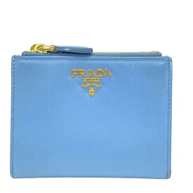 PRADA プラダ 1ML024 財布 二つ折り財布 折財布 コンパクトウォレット ロゴ レザー ライトブルー