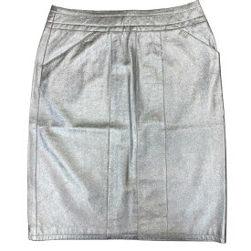 CHANEL シャネル P14247V00679 ボトムス スカート タイトスカート ひざ丈スカート レザー シルバー 99A [40]