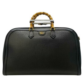 【未使用】GUCCI グッチ 705372 バンブー ボストンバッグ トートバッグ ショルダーバッグ 手持ち鞄 肩掛け 斜め掛け レザー ブラック
