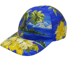 【美品】GUCCI グッチ 700600 ベースボールキャップ 帽子 キャップ パーム＆フローラル プリント コットン ブルー マルチ [M]