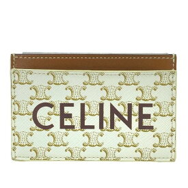 CELINE セリーヌ カードケース パスケース コンパクト トリオンフ ロゴ レザー アイボリー ブラウン