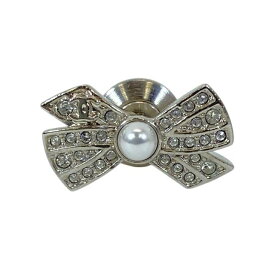 シャネル ブローチ ピンブローチ アクセサリー ジュエリー 小物 リボン ココマーク メタル ラインストーン フェイクパール シルバー A22P