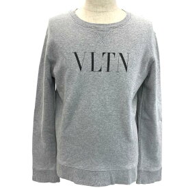 VALENTINO ヴァレンティノ トレーナー トップス スウェット 長袖 VLTN ロゴ コットン ナイロン グレー [サイズ L］