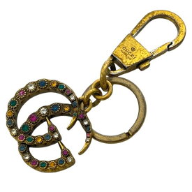 グッチ 476429 GGマーモント ダブルG キーリング キーホルダー チャーム アクセサリー 小物 GP ラインストーン ゴールド マルチカラー