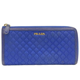 PRADA プラダ 長財布 財布 1M1183 ロングウォレット L字ファスナー ロゴ キルティング ナイロン レザー ブルー