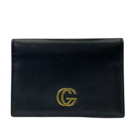 GUCCI グッチ GGマーモント カードケース パスケース 名刺入れ 二つ折り コンパクト レザー ブラック