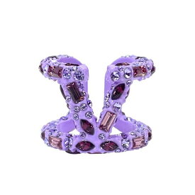 【新品】VALENTINO GARAVANI ヴァレンティノ ガラヴァーニ リング 指輪 アクセサリー Vロゴ メタル ラインストーン パープル (11号)