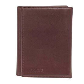 LOEWE ロエベ 財布 札入れ コンパクト カードケース パスケース 三つ折り ロゴ レザー ボルドー