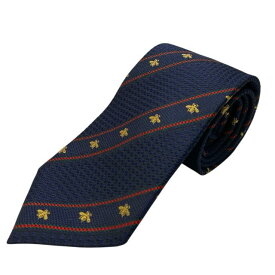 GUCCI グッチ 451528 ネクタイ ループタイ ビーウェブ付き アクセサリー 小物 総柄 ストライプ Bee シルク ネイビー
