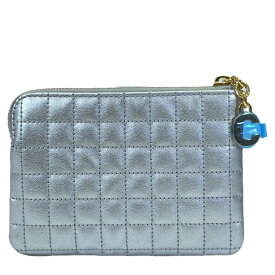 【美品】CELINE セリーヌ Cチャーム コインケース 小銭入れ ミニ ポーチ キルティング レザー シルバー