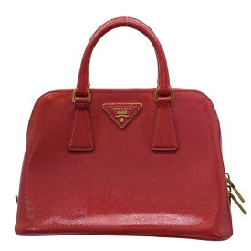 PRADA プラダ BL0838 ハンドバッグ トライアングル ロゴ エナメル パテントレザー SCARLATTO レッド系