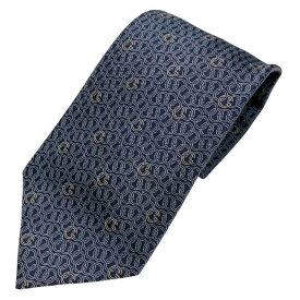 GUCCI グッチ ネクタイ GG柄 総柄 ロゴ シルク グレー ネイビー系