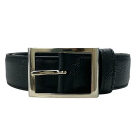 PRADA プラダ 2CC121 4 ベルト サフィアーノ レザー ブラック 黒 シルバー[サイズ 90/36］