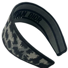 Christian Dior クリスチャンディオール オブリーク カチューシャ ヘアバンド ヘアアクセサリー レオパード グレー ブラック キャンバス