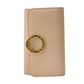 ブルガリ 288154 ブルガリブルガリ 6連 キーケース 三つ折り ロゴクリップ 型押しカーフレザー レザー ピンク クリスタルローズ BVLGARI