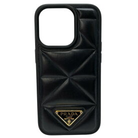 プラダ iPhone 14 Pro パデッドケース アイフォンケース スマホケース ロゴプレート キルティングレザー NERO ブラック PRADA
